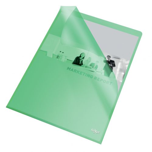 Rexel Quality A4 Document Folder; Green Embossed; 115mic; Cut Flush; Copy Safe; Pack of 100