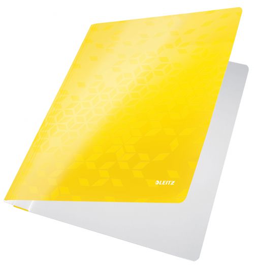Leitz WOW Card Flat File. High quality laminated card. 250 sheet capacity. A4. Yellow. - Outer carton of 10