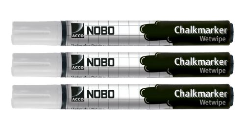 Nobo Chalk Marker - White (Pack of 3)