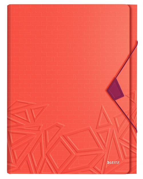 Leitz Urban Chic Expanding File with 5 Compartments, Elastic Band Fastener, Red/Purple, A4 - Outer carton of 5