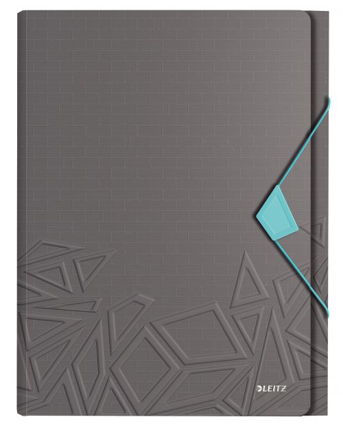Leitz Urban Chic Expanding File with 5 Compartments, Elastic Band Fastener, Dark Grey/Blue, A4 - Outer carton of 5