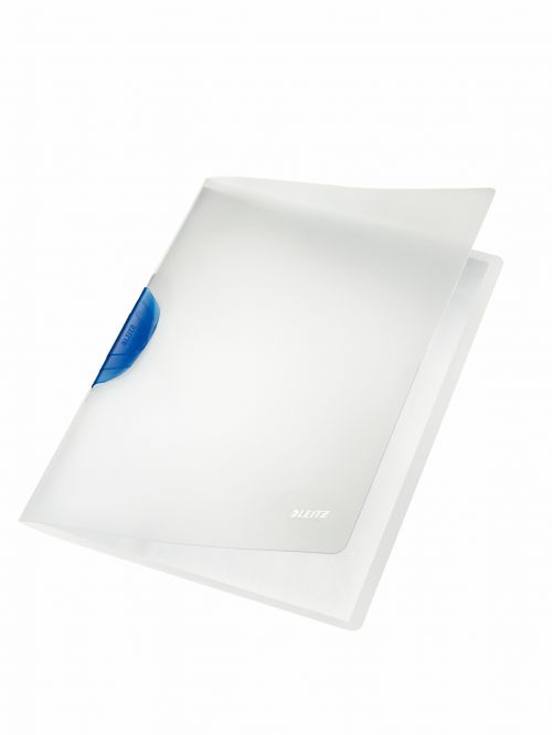 Leitz ColorClip Magic. Polypropylene. Translucent cover and clip. 30 sheet capacity. A4. Blue - Outer carton of 6