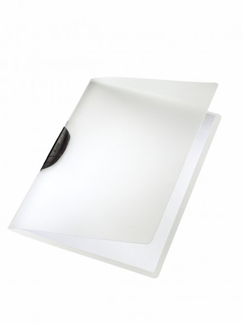 Leitz ColorClip File. Polypropylene.  Translucent cover and solid clip. 30 sheet capacity. A4. Black - Outer carton of 6