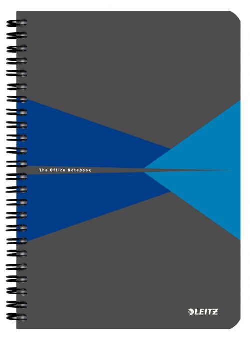 Leitz Office Notebook, Wirebound, 90 sheets, Ruled, 90gsm Ivory Paper, A5 Blue - Outer carton of 5