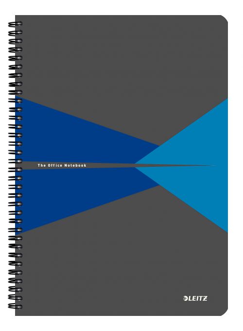 Leitz Office Notebook A4 ruled, wirebound with Polypropylene cover 90 sheets. Blue - Outer carton of 5