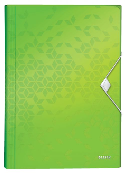 Leitz WOW Expanding File Organizer.  Polypropylene. 6 index compartments. A4. Green. - Outer carton of 5