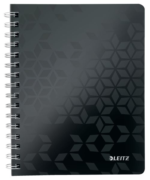 Leitz WOW Notebook A5 ruled, wirebound with Polypropylene cover. 80 sheets.  Black - Outer carton of 6