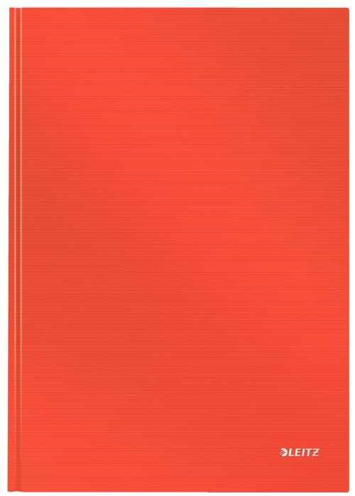 Leitz Solid Notebook A4 ruled with hardcover 80 sheets of high opacity paper. Casebound. Light Red - Outer carton of 6