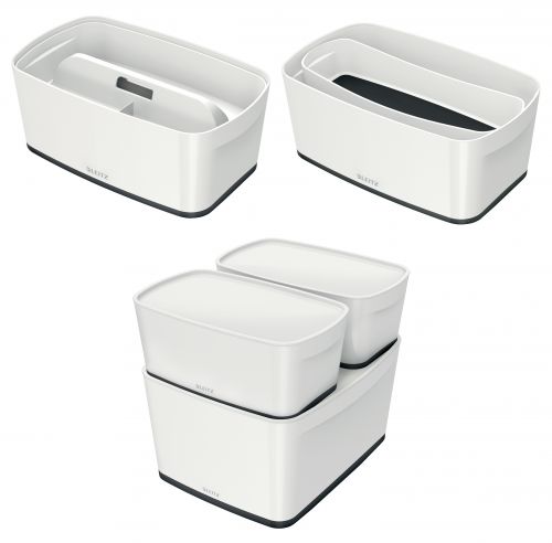 Leitz MyBox WOW Small with lid  Storage Box 5 litre  W 318 x H 128 x D 191 mm. A5. Black Storage Containers AS1202