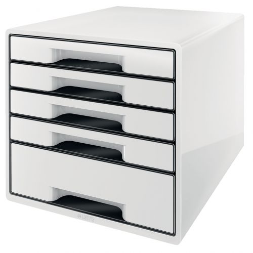 Leitz WOW CUBE Drawer Cabinet, 5 drawers, A4 maxi, White/Black