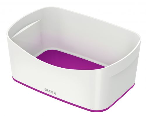 Leitz MyBox WOW Storage Tray. W 246 x H 98 x D 160 mm. White/purple. - Outer carton of 4