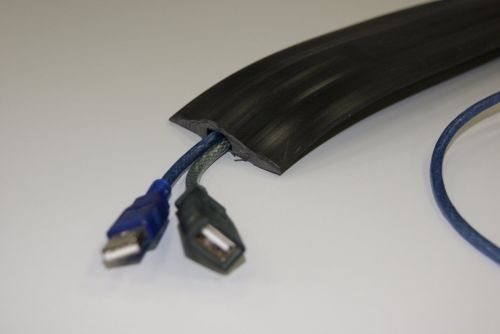 Rexel Accodata Cable Curb Rubber Double Channel 10x30mm Section 1.5m Length Ref 59101