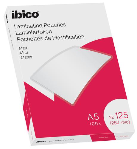 Ibico Matt A5 Laminating Pouches 250 Micron Clear (Pack 100)