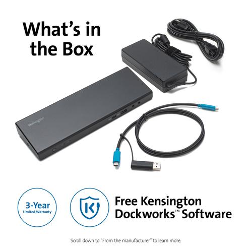 Kensington SD4750P Dual 4K Docking Station USB-C USB-A with 85W Power Delivery K39105EU