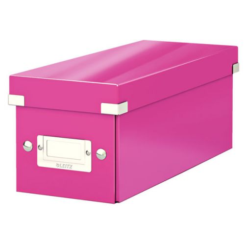 Leitz WOW Click & Store CD Storage Box. With label holder. Pink.