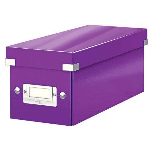Leitz WOW Click & Store CD Storage Box. With label holder. Purple.