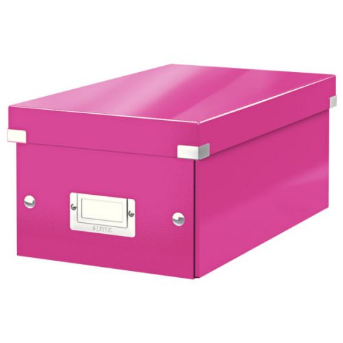 Leitz WOW Click & Store DVD Storage Box. With label holder. Pink.
