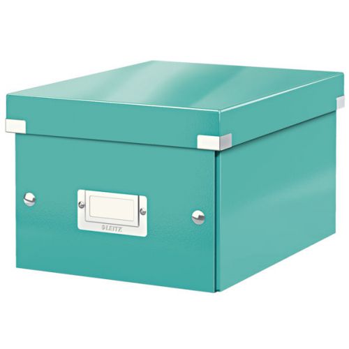Leitz WOW Click & Store Small Storage Box.  With label holder. Ice Blue.