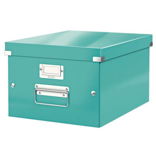 Leitz WOW Click & Store Medium Storage Box. With metal handles. Ice Blue.