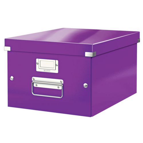Leitz WOW Click & Store Medium Storage Box. With metal handles. Purple.