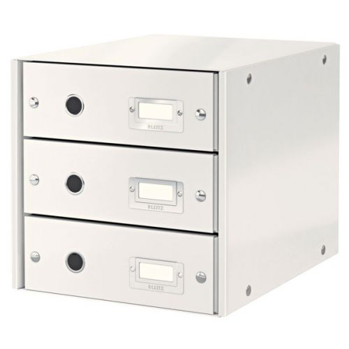 Leitz WOW Click & Store Drawer Cabinet (3 drawers).  With thumbholes and label holders. For A4 formats. White