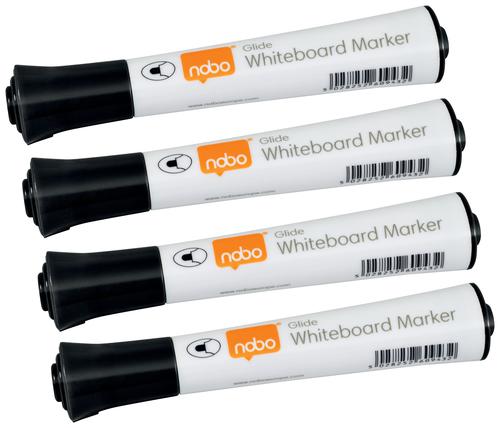 Nobo Glide Whiteboard Pens Bullet Tip 10 Pack Black