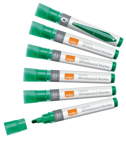 Nobo Liquid Ink Whiteboard Pens Bullet Tip 10 Pack Green