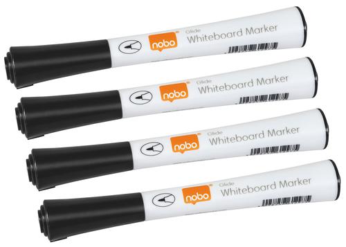 Nobo Glide Whiteboard Pens Fine Tip 4 Pack Black