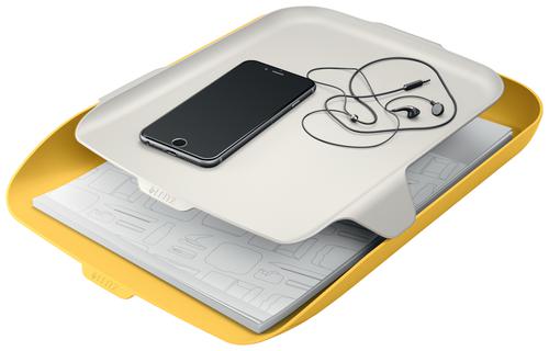 Leitz Cosy Letter Tray with Desk Organiser A4. Warm Yellow Letter Trays LT1213