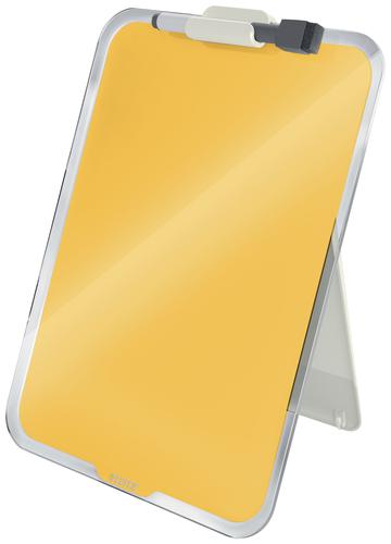 Leitz Cosy Glass Drywipe Desktop Easel Whiteboard Warm Yellow 39470019