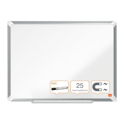 Nobo Premium Plus Magnetic Enamel Whiteboard Aluminium Frame 600x450mm 1915143 ACCO Brands