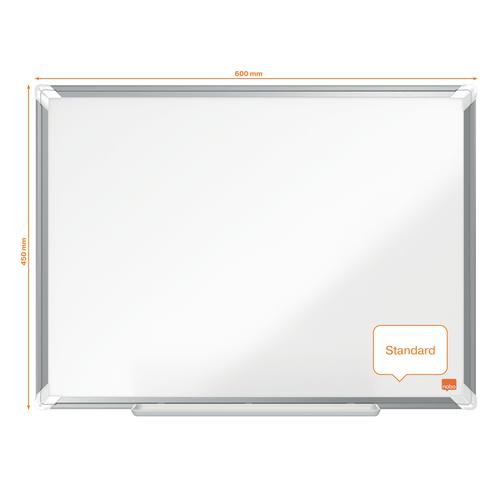 Nobo Premium Plus Magnetic Enamel Whiteboard Aluminium Frame 600x450mm 1915143 54569AC Buy online at Office 5Star or contact us Tel 01594 810081 for assistance