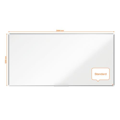 Nobo Premium Plus Magnetic Enamel Whiteboard Aluminium Frame 2400x1200mm 1915151