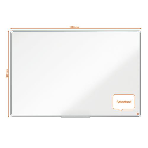 Nobo Premium Plus Magnetic Steel Whiteboard Aluminium Frame 1500x1000mm 1915158 Drywipe Boards 54667AC