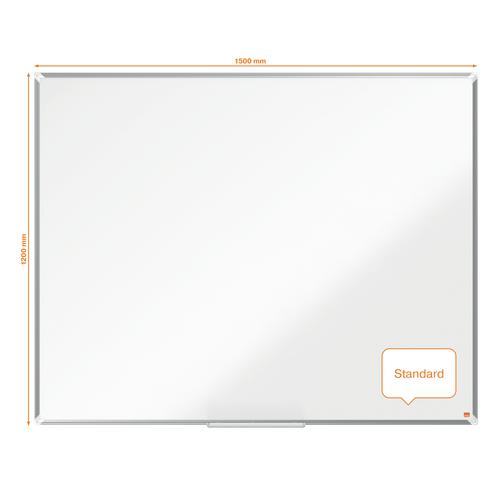 Claim a Free Nobo Whiteboard Starter Kit when you purchase this product until 30th June 2024Terms & Conditions apply, to claim please register online  here.Steel magnetic whiteboard with a modern stylish aluminium trim. Fixed by a through corner wall mounting and includes a large whiteboard pen tray for the convenient storage of whiteboard markers and erasers.The painted steel magnetic whiteboard surface delivers an increased level of erasability for moderate use.Size: 1500x1200mm.