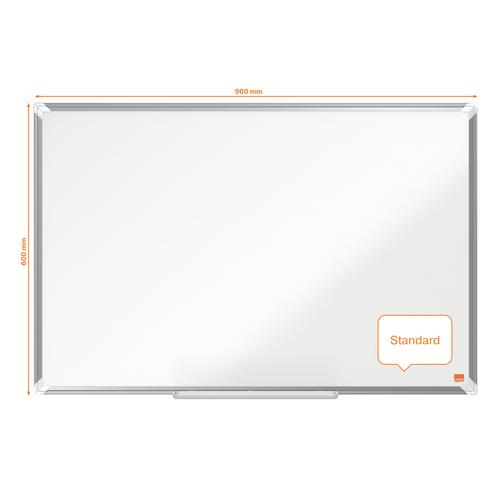 Nobo Premium Plus Non Magnetic Melamine Whiteboard Aluminium Frame 900x600mm 1915167  54723AC