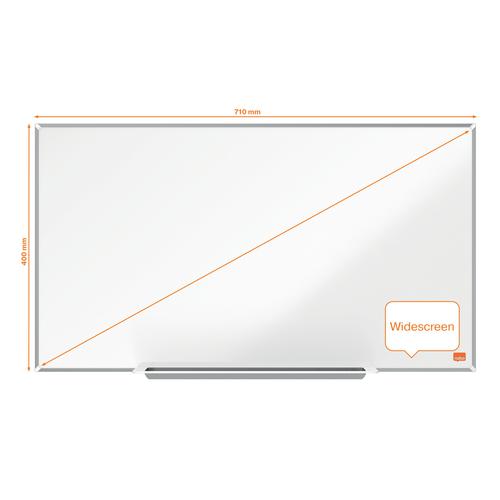 Nobo Impression Pro Widescreen Magnetic Enamel Whiteboard Aluminium Frame 710x400mm 1915248 54408AC Buy online at Office 5Star or contact us Tel 01594 810081 for assistance