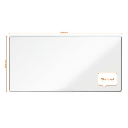 Nobo Premium Plus Non Magnetic Melamine Whiteboard Aluminium Frame 2400x1200mm 1915454