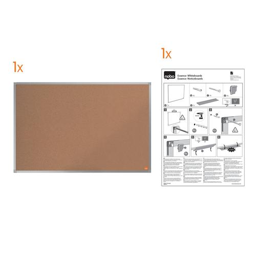 Cork notice board with an anodised aluminum trim and fixed by a through corner wall mounting. Excellent Cork notice board surface to pin and display your notices. Size: 1200x900mm.