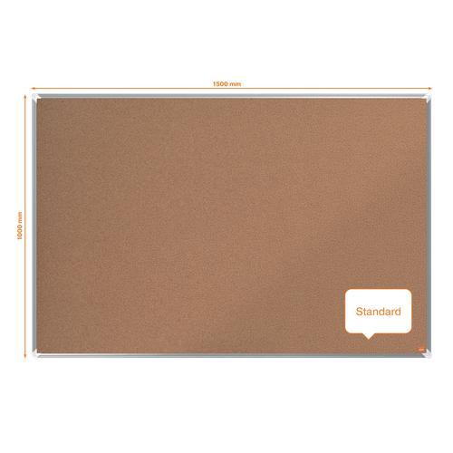 Cork notice board with a modern stylish aluminum trim and fixed with a through corner wall mounting. Excellent cork notice board surface to pin and display your notices. Size: 1500x1000mm.