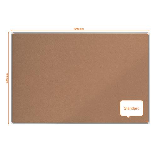 Cork notice board with a modern stylish aluminum trim and fixed with a through corner wall mounting. Excellent cork notice board surface to pin and display your notices. Size: 1800x1200mm.