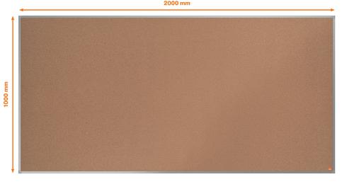 Cork notice board with an anodised aluminum trim and fixed by a through corner wall mounting. Excellent Cork notice board surface to pin and display your notices. Size: 2000x1000mm.