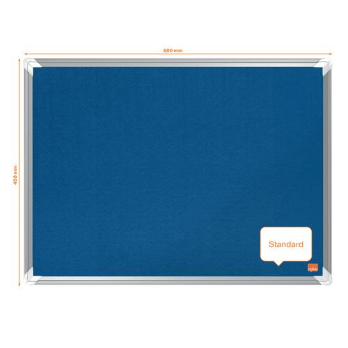 Nobo Premium Plus Blue Felt Noticeboard Aluminium Frame 600x450mm 1915187 55122AC