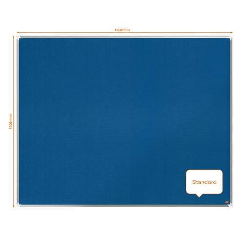 Nobo Premium Plus Blue Felt Noticeboard Aluminium Frame 1500x1200mm 1915191 ACCO Brands