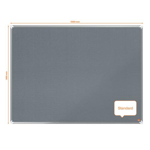 Nobo Premium Plus Grey Felt Noticeboard Aluminium Frame 1200x900mm 1915196 55185AC
