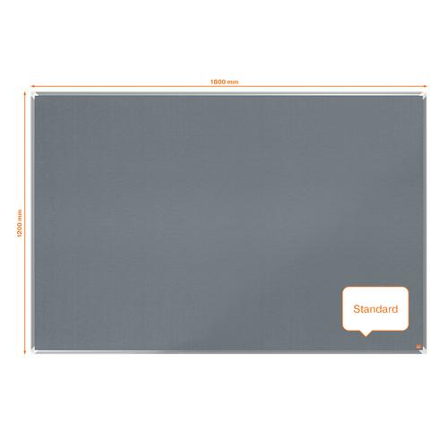 Nobo Premium Plus Felt Notice Board 1800 x 1200mm Grey 1915199 - NB60871
