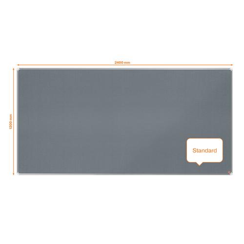 Felt notice board with a modern stylish aluminum trim and fixed with a through corner wall mounting. Excellent felt notice board surface to pin and display your notices. Size: 2400x1200mm.