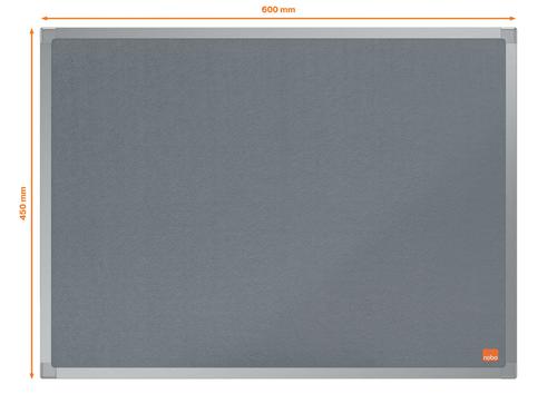 Nobo Essence Grey Felt Noticeboard Aluminium Frame 600x450mm 1915204 ACCO Brands