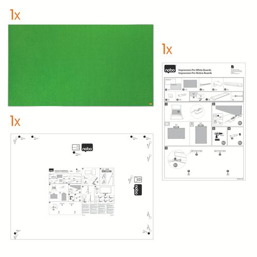 Nobo Impression Pro Widescreen Green Felt Noticeboard Aluminium Frame 1550x870mm 1915427