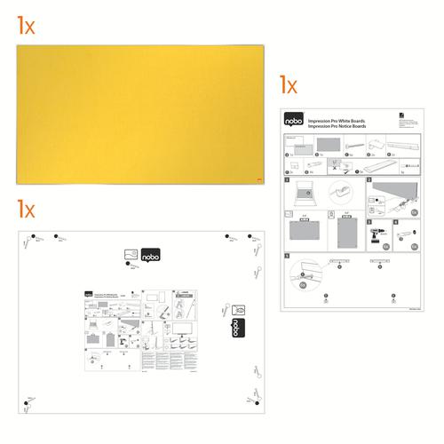 Nobo Impression Pro 55” Felt Yellow Noticeboard Pin Boards DW9604